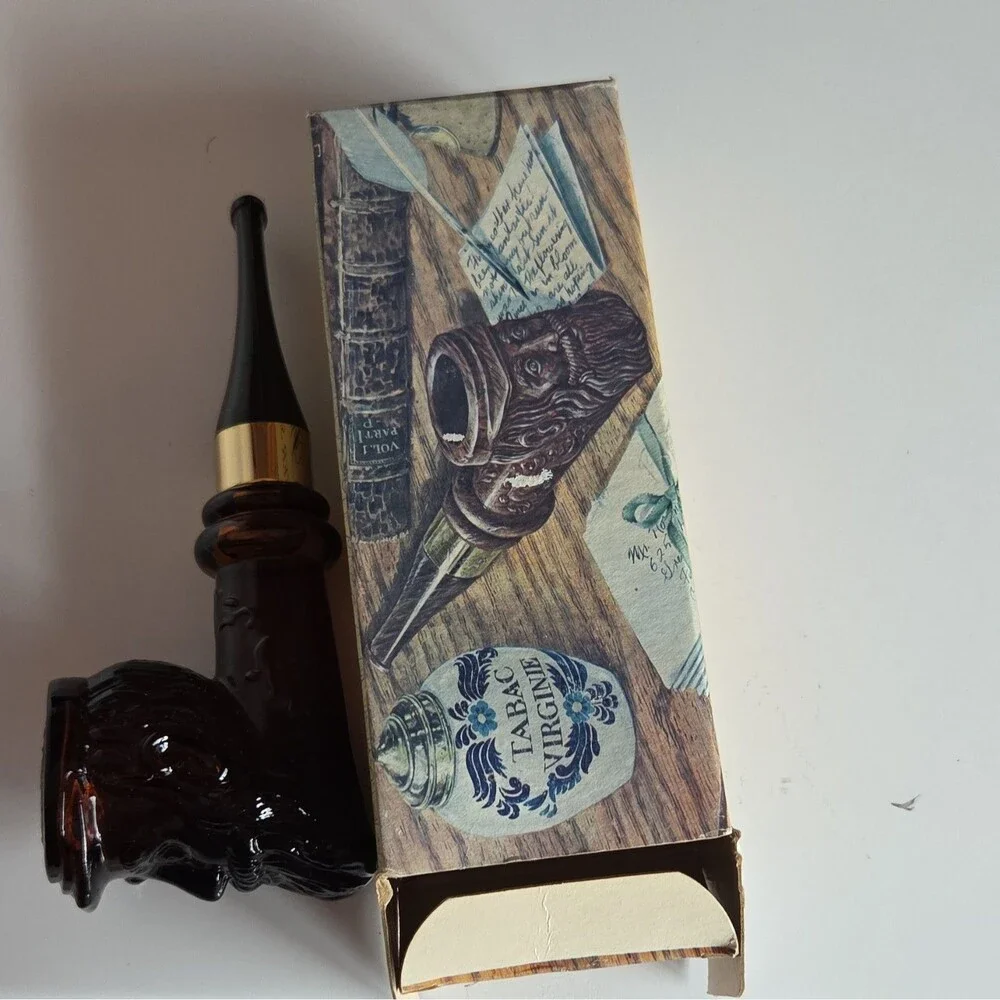 Avon Windjammer Pipe Glass Decanter 3 fl oz After Shave With Box Brown